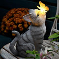 Cat Garden Figurines Outdoor Decor Solar Statue with LED Lights for Patio Lawn Yard Art Decoration Housewarming Garden Gift