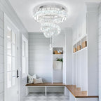 Flashing God 20" Crystal Chandelier Crystal LED Flush Mount Chandeliers for Living Room Bedrooms Dining Room Modern Chrome Chandelier Lighting Dimmable 2700k 4500k 6000k