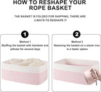 Storage Baskets for Organizing 3 Pack, Woven Baskets for Shelves, Closet Organizer Bins Empty Gift Basket Toy Storage for Toys, Books, Towels, Clothes, 15"x11.42"x6.7", Pink