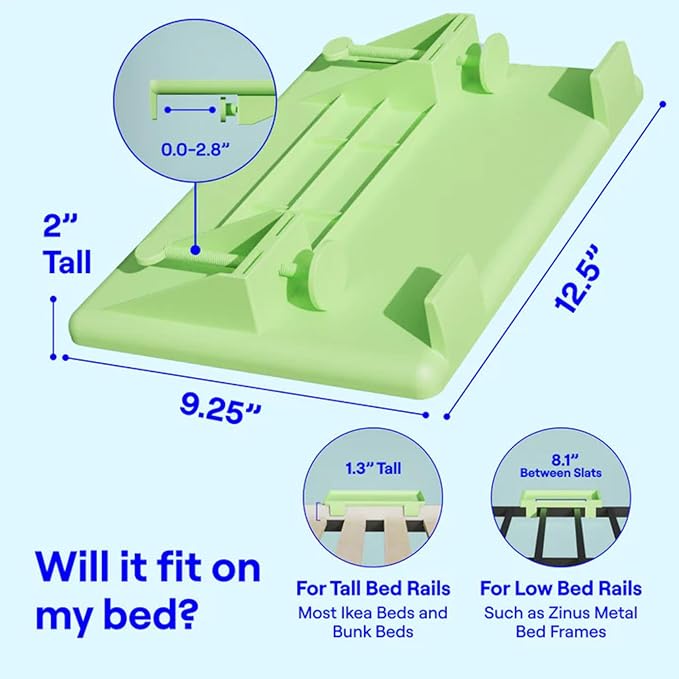 BedShelfie Bedside Shelf for Dorm Room Bunk Bed & Top Bunk, College Dorm Room Essentials, Bedside Caddy, Clip on Floating Desk Tray, Bed Side Table Storage, Loft Nightstand Decor - Cable Catch, White