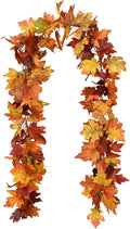 Lvydec 2 Pack Fall Maple Garland - 5.9ft/Strand Artificial Fall Foliage Garlands Assorted Color Leaves Autumn Decor for Home Wedding Halloween Thanksgiving Party