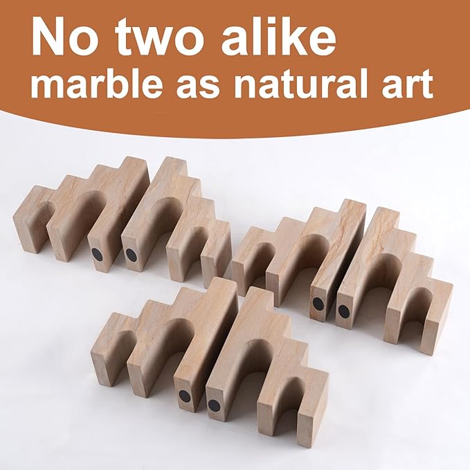 Natural Marble Book Ends for Shelves, Decorative Bookends for Heavy Books, CastleGuard Bookend Book Holder Stopper for Home Office Desk Bookshelf Decoration, Turkey Natural Marble, Set of 2