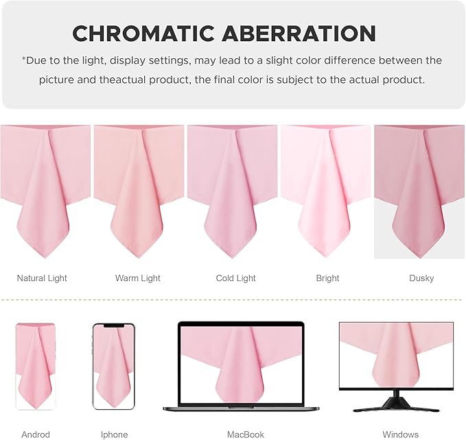 sancua Rectangle Tablecloth - 60 x 84 Inch - Stain and Wrinkle Resistant Washable Polyester Table Cloth, Decorative Fabric Table Cover for Dining Tables, Buffet Parties and Camping, Pink