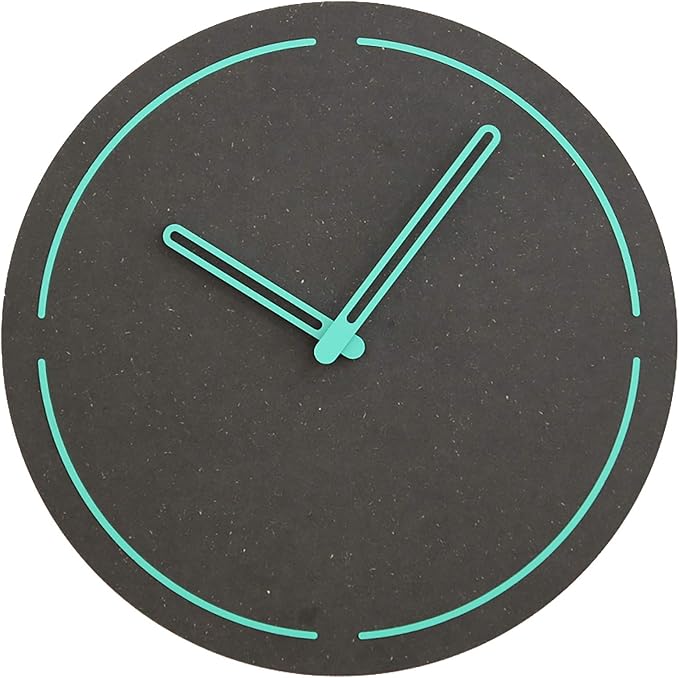 Stephanie Imports Modern Minimalist Dark Concrete Gray Silent Wall Clock (Teal)