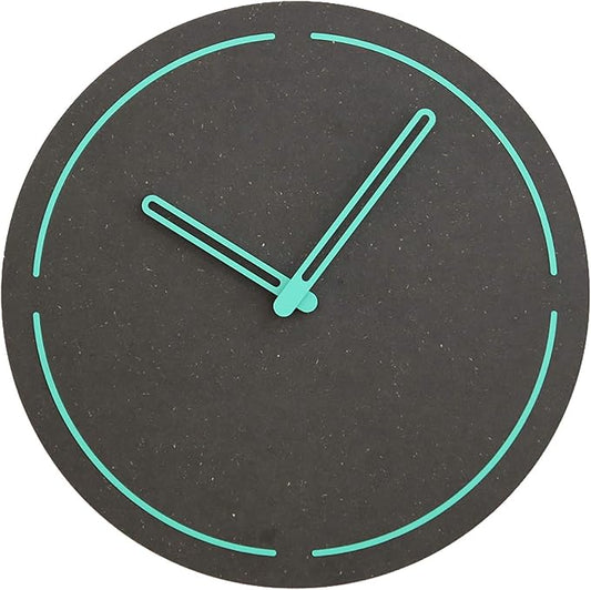 Stephanie Imports Modern Minimalist Dark Concrete Gray Silent Wall Clock (Teal)