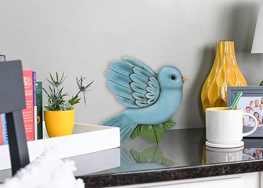 NAT & Jules Animal Character Shaped Dimensional Indoor Outdoor 11 inch Cast Resin Decorative Garden Stepping Stone, Patio, Walkway Sculpture Yard Art, Colorful Bluebird