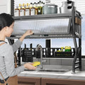 Kitchen sink rack dishwashing sink countertop dustproof cupboard storage multifunctional tableware storage drain rack double layer,KeepKitchen Sink Shlef Organized Space-Saving(Black,75cm/29.5in)