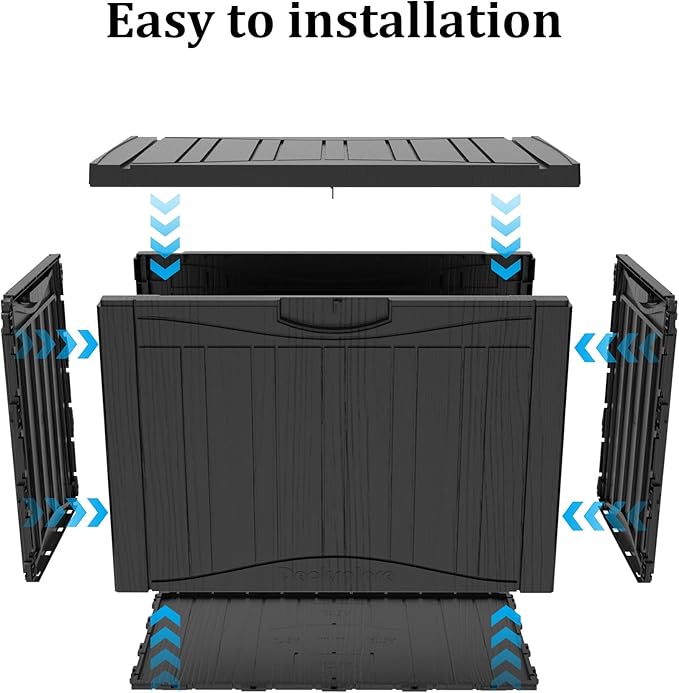 45 Gallon Double-Wall Resin Deck Box - Lockable Waterproof Outdoor Storage Box, 515lbs Capacity & Doubles as Seating for Patio Furniture - Garden Tools, Pool Accessories (Black)