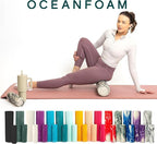 Oceanfoam Tidal Roller - Black Marbled - Muscle Massage Foam Roller for Back Pain & Stretching - Firm and Ergonomic Wide Wave Textured - Yoga, Athletics, & Wellness - Full Size, 20" x 5"