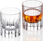 KAMMAK Crystal Whiskey Glasses Set of 2, Handcrafted 2.03oz Old Fashioned Glasses Stemless, Luxury Cocktail Glasses, Hand Blown Scotch Cup for Women, Men Barware Gift for Liquor, Bourbon
