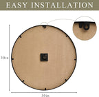 30 Inch Large Wall Clock Farmhouse Style - Brown Silent Non-Ticking Rustic Decor for Living Room, Kitchen, Bedroom