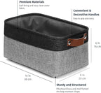 OrganiHaus Small Fabric Storage Baskets for Shelves 3 Pack, 12x8in Closet Storage Bins for Shelves, Cloth Baskets for Organizing, Linen Closet Organizers, Fabric Basket, Gray/Black