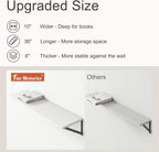 36"W x 10"D Floating Shelves, 10 Inch Deep White Floating Shelves, Farmhouse Rustic Deep Wall Shelves for Home Decor, Wide Large Floating Shelf for Bathroom, Living Room, Kitchen, Study Room