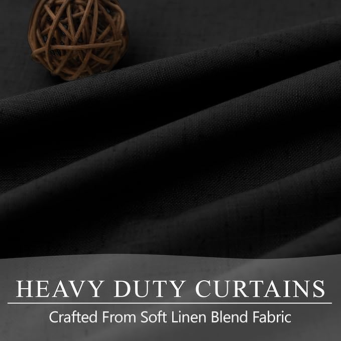 Linen Black Out Curtains 45 Inch Long 2 Panels Burg for Bedroom Windows Back Tab Heat Blocking Room Darkening Insulated Kitchen 40 Soundproof Half Block Dark Short Length Curtain Bathroom Van Garage