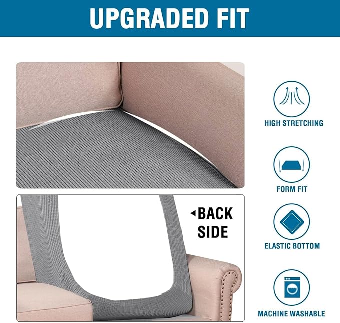 H.VERSAILTEX Super Stretch Individual Chaise Cover Sectional Couch Covers for L Shaped Sofa Both Left/Right Featuring Thick Jacquard Textured Twill Fabric (1 Piece Chaise Cover Large, Dove)