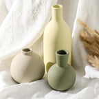 Vase Set of 3, Ceramic Vases Home Decor Flower Decorative Table Decor Vase Pottery Neutral Vases for Tray Table Mantel Living Room Kitchen Bedroom Bathroom Entryway -Light Color