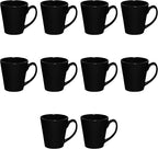 DISCOUNT PROMOS Glossy Ceramic Latte Coffee Mug 12 oz. Set of 10, Bulk Pack - Perfect for Tea, Espresso, Cappuccino, Hot Cocoa - Black