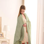 CozeCube Check Knit Throw Blanket, Sage Green Checkered Throw for Couch, Decorative Christmas Soft Cozy Warm Knitted Blanket for Bed Sofa Living Room, 50"X60"