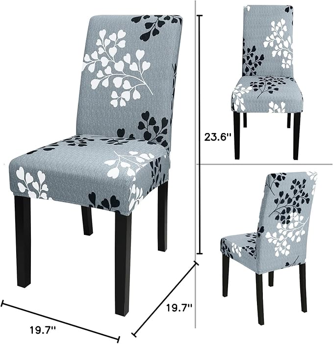 JQinHome Pattern Chair Covers for Dining Room Set of 6, High Stretch Removable Washable Parsons Chair Slipcover for Home Party Hotel Wedding Ceremony (Flower,6PCS)