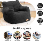 Bean Bag Chair with Filler, Bean Bag Sofa with Tufted Soft Stuffed Filling, Fluffy and Lazy Sofa, Comfy Cozy BeanBag Chairs with Memory Foam for Dorm, Apartment, Living Room (Black)