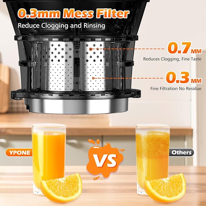 Juicer Machines with 5.4" Large Feed Chute, 400W Cold Press Juicer for Whole Vegetables and Fruits, Slow Masticating juicer Easy to Clean Juice Extractor Machine High Juice Yield(Titanium Gray)