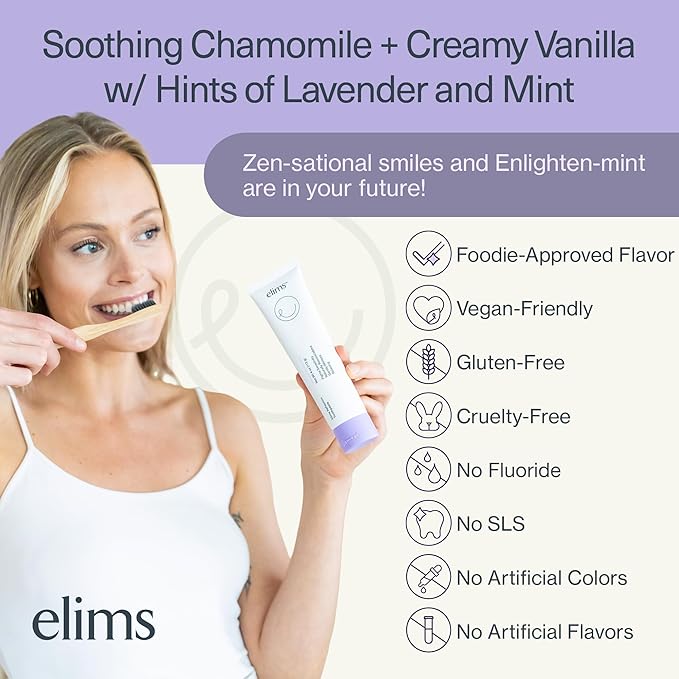 Elims Nano Hydroxyapatite Toothpaste – Fluoride-Free, Xylitol Remineralizing, Whitening Toothpaste for Sensitive Teeth, SLS-Free, Lavender Vanilla Mint Favlor for Adults & Kids, 4oz
