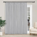 Macochico Extra Wide Full Blackout Linen Curtains for Sliding Door Silver Grey Pinch Pleated Linen Curtains 96 Inches Long for Bedroom Living Room Farmhouse with Tieback 120”Wx96”L 1 Panel