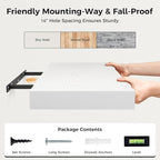 12 Inch Deep White Floating Shelves, 24 x 12 Floating Shelf for Books, Rustic Wood Deep Wall Shelves for Home Storage & Display, 2" Thicked Shelves for Kitchen, Living Room, Bedroom, 1 Pack
