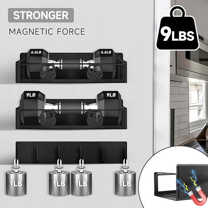3 Pack Moveable No Drilling Heavy Magnet Spice Rack for Refrigerator Organizers and Storage,Space Saving Kitchen Organization with Magnetic Hooks,Owl Kitchen & Home Decor(Black)