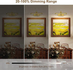 Wireless Picture Lights for Wall Rechargeable Brass Gallery Lights Battery Operated Art Lamps with Remote and Timer Dimmable Painting Lights for Artwork Portrait Display 12 Inch 2W 2700K