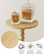 Masupu Round Side Table, Small End Table for Small Spaces, Pedestal Drink Table with Solid Wood Leg for Living Room, Bedroom, Corners(Natural)