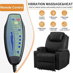 AHMED Power Recliner Chair with Vibration Massage & Heat for Adults, Faux Leather Home Theater Seating with Cup Holders/LED Lights/USB Ports/Side Pockets for Living Room, Black