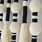 Macrame Wall Hanging Tassels Sphericity Cotton Textile Hanging Geometric Yarn Wall Art for Bedroom Living Room Decor 15.7" W x 39" L