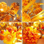 Thanksgiving Centerpiece Fall Table Flower - 2 Pack Lighted Realistic Artificial Table Plant with Western Modern Boho Rustic Aesthetic Bouquet Fall Decor Gift for Home Farmhouse