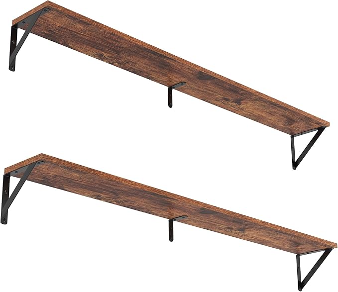 Heimlove 48 Inch Large Wall Bookshelves Set of 3, Wall Mounted Bookshelves,Heavy Duty Wooden Shelves for Living Room,Bedroom,Kitchen,Laundry Room Storage & Decor