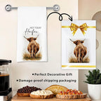Not Today Heifer Highland Cow Hand Towels for Farmhouse Kitchen Bathroom Decor | Funny Waffle Weave Microfiber Dish Towel Western Gift