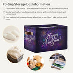 Storage Basket Happy New Year Cube Storage Bins Organizer Bag Collapsible Closet Shelf Baskets with handle for Baby Cloth Pet Toy Book 14.2×10.2×8.3 IN
