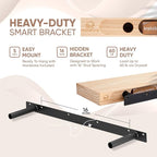 Homeforia 30inch Walnut Floating Shelves for Wall Mounted, High End Solid Real Wood 30 in Floating Shelf, Dark Brown Wooden 30 inch Long Floating Shelves, Heavy Duty Bracket, 30 X 6.5 X 1.75, Set of 2