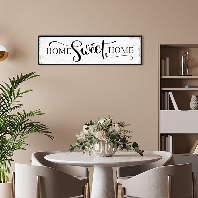 HLJ ART Home Sweet Home Wall Decor Above Bed 16"x48" Framed Large Bedroom Signs Decor for Master Family Room Living Room Dining Room,Modern Farmhouse Ructic Home Sign Behind Couch Wall Decor