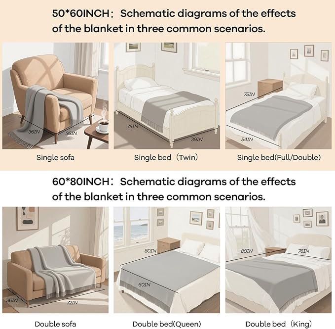 inhand Sage Green Throw Blanket for Couch, Soft Living Room Home Decor Knitted Blanket with Tassel, Outdoor Lightweight Breathable Summer Blanket, Farmhouse Warm Woven Decorative, 50"x60"