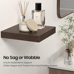 Square Floating Shelves for Wall, 12" W x 12" D x 1.2" H, Small Wooden Wall Mounted Display Shelves with Invisible Brackets for Living Room, Bedroom, Bathroom, Kitchen Decor, Set of 3, Walnut