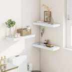 White Floating Shelves for Wall, 24 Inch X 12 Deep Shelves for Room Wall Mounted，2" Thick Heavy Duty Holds 55lbs Floating Shelf for Bedroom Bathroom Kitchen Laundry Room, Set of 2