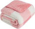 LURKA Checkered Sherpa Fleece Throw Blanket - Extra Thick and Warm Winter Soft Fuzzy Plush Blanket for Couches, Beds & Pets, Powder Pink, 50x60 Inches