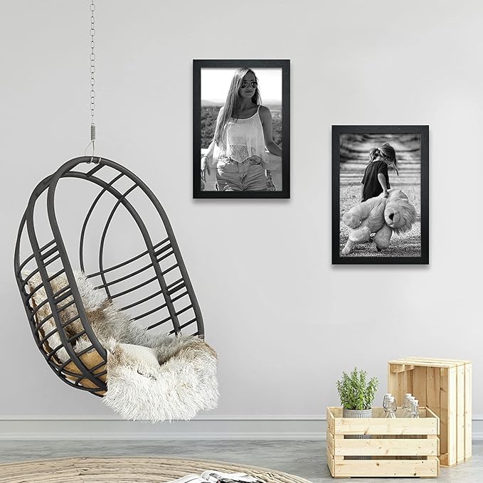 VCK Poster Frame 11x17 Set of 3, Wood Black Picture Frame, Wall Gallery Photo Frames, 3 Pack