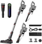Cordless Vacuum Cleaner, Powerful Battery Vacuum Cleaner Cordless with LED Touch Screen & 2 Speeds, Lightweight Stick Vacuum Cleaners for Home, Pet Hair & Hardwood Floor,Silver