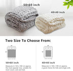 WESHIONGOO Chunky Knit Throw Blanket 50"×60" Knitted Throw Blankets for Couch Bed Fluffy Soft Blanket with Jumbo Chenille Yarn Thick 100% Handmade (Cream White)