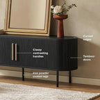 mopio Quin TV Stand, Mid Century Modern for 55/60/65 inch TV, Farmhouse TV Stand, Entertainment Center with Storage, TV and Media Console for Living Room (Black, 59" Tambour)