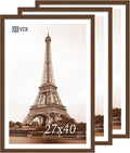 VCK 27x40 Brown Poster Frame 3 Pack, Wood Picture Frame with Exclusive Wood Grain, Wall Mounting Hanging