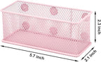 EASEPRES Magnetic Pencil Holder Set of 6 - Wire Mesh Storage Baskets Organizer with Strong Magnets - Perfect for Whiteboard, Refrigerator and Locker Accessories, Pink