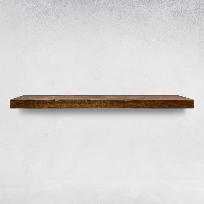 URBANDI, Rustic Floating Shelves, Set of 2, Hidden Bracket, Solid Wood, Heavy Duty, Wall Mounted Shelves, (Provincial, 60Wx10D)